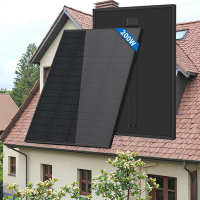 家用太陽光発電システム ガラスと900mm PVケーブルの黒い太陽光パネル200W